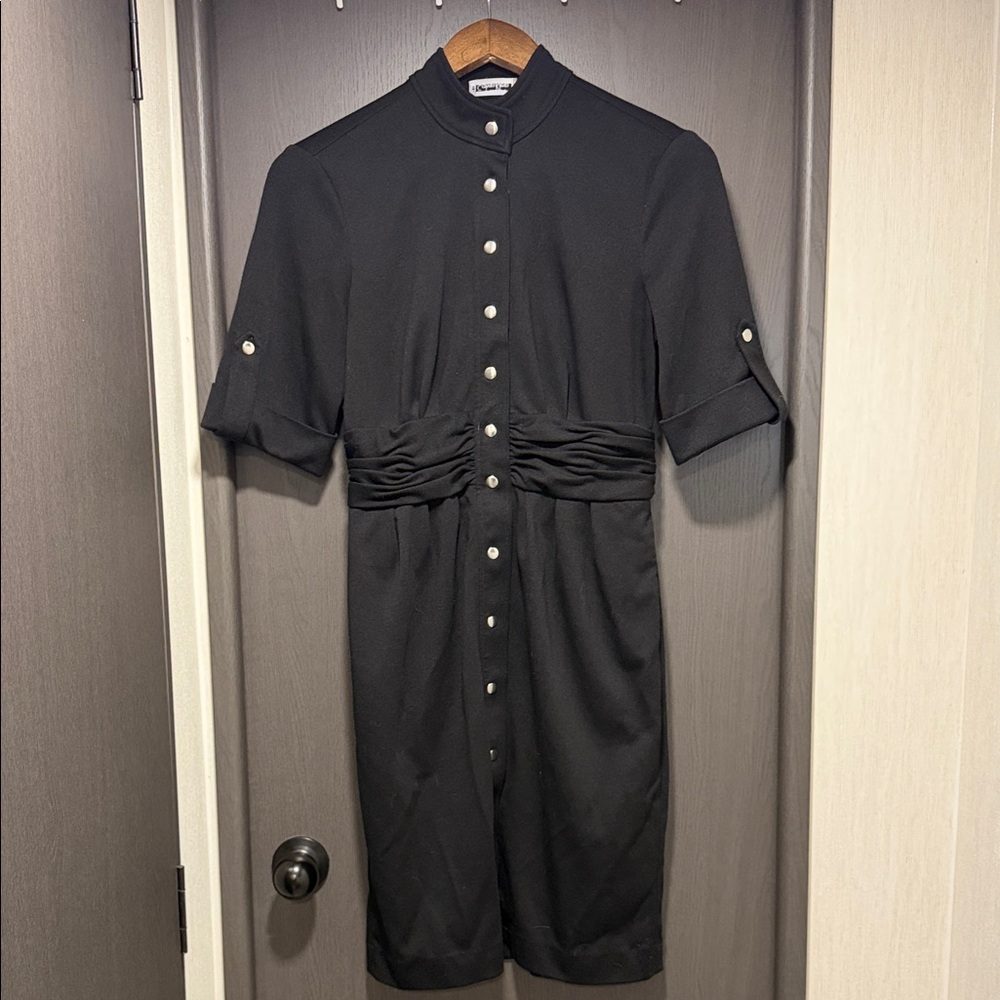 Calvin Klein Black Midi Dress with Button Detail